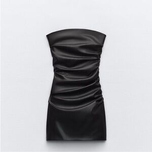 ZARA faux leather draped dress